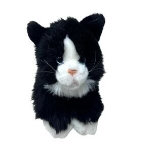 Vintage Toys R Us Animal Alley Cat Plush Black White Tuxedo Kitten Blue Eyes Y2K